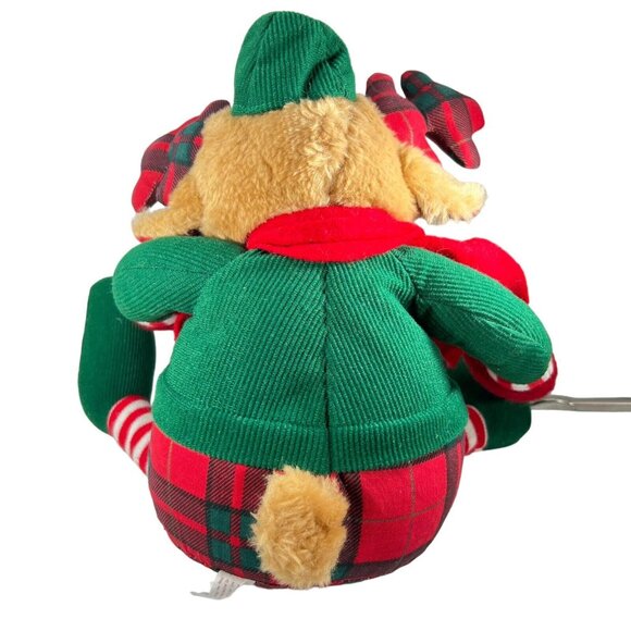 VTG 1995 Avon Reindeer Moose Plush Plaid Antlers Scarf Hat Stripped Stockings - Picture 4 of 9